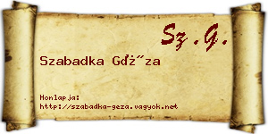 Szabadka Géza névjegykártya